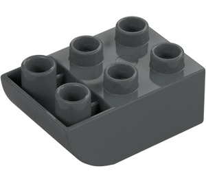 Duplo Donker steengrijs Steen 2 x 3 met Omgekeerd Helling Curve (98252)