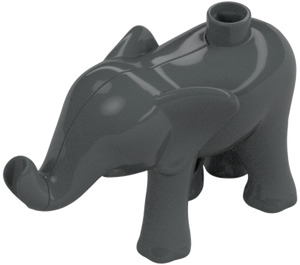 Duplo Dunkles Steingrau Elephant Calf mit Links Fuß Forward (89879)