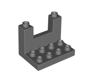 Duplo Dark Stone Gray Plate with gun Slit 3 x 4 x 2 (51698)