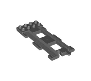 Duplo Dark Stone Gray Train Track with Plate (31442)