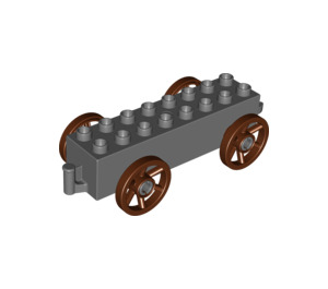 Duplo Dunkles Steingrau Wagon mit Brown Räder (76087)