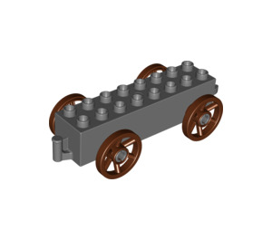 Duplo Gris Pierre Foncé Wagon avec Marron roues (76087)