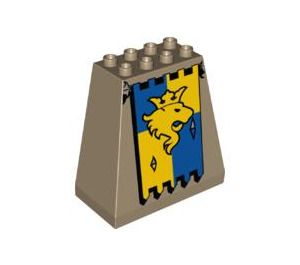 Duplo Dark Tan Yellow and Blue Banner with Yellow Lion and Crown Pattern (60818)
