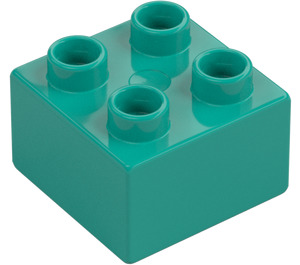 Duplo Mörk Turkos Kloss 2 x 2 (3437 / 89461)