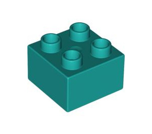 Duplo Donker Turquoise Steen 2 x 2 (3437 / 89461)