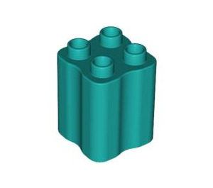 Duplo Dark Turquoise Brick 2 x 2 x 2 with Wavy Sides (31061)