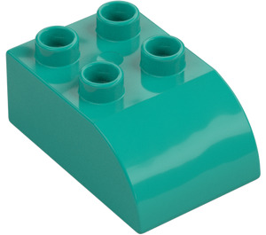 Duplo Dark Turquoise Brick 2 x 3 with Curved Top (2302)