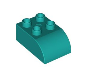 Duplo Dark Turquoise Brick 2 x 3 with Curved Top (2302)