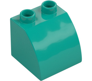 Duplo Donker turquoise Helling 45° 2 x 2 x 1.5 met Gebogen Kant (11170)