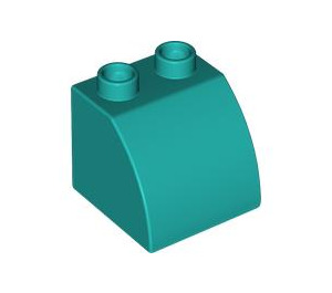 Duplo Dark Turquoise Slope 45° 2 x 2 x 1.5 with Curved Side (11170)