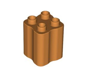 Duplo Erdorange Stein 2 x 2 x 2 mit Wellig Seiten (31061)