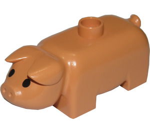 Duplo Flesh Pig with Solid Black Eyes