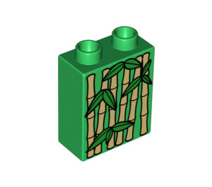 듀플로 녹색 벽돌 1 x 2 x 2 ~와 함께 Bamboo Plants 하단 튜브 없음 (4066 / 54972)