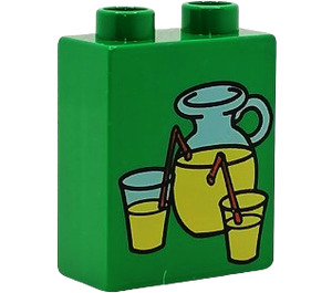 Duplo Verde Ladrillo 1 x 2 x 2 con Lemonade Pitcher y Gafas sin tubo inferior (4066)