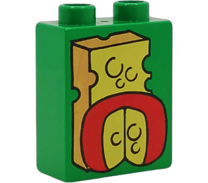 Duplo Green Brick 1 x 2 x 2 with Two Cheese Pattern without Bottom Tube (4066)