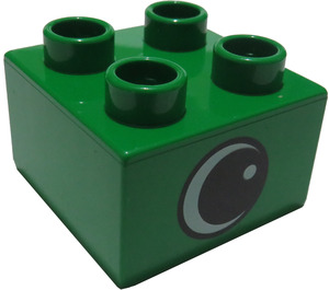 Duplo Green Brick 2 x 2 with Eye on two sides and white spot (82061 / 82062)
