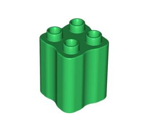 Duplo Green Brick 2 x 2 x 2 with Wavy Sides (31061)