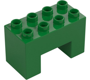 Duplo Zelená Kostka 2 x 4 x 2 s 2 x 2 Výřez na Dno (6394)