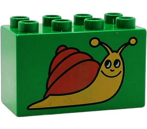Duplo Vert Brique 2 x 4 x 2 avec happy snail (31111)