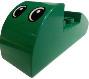 Duplo Green Brick 2 x 6 with Rounded Ends and Eyes (31212)