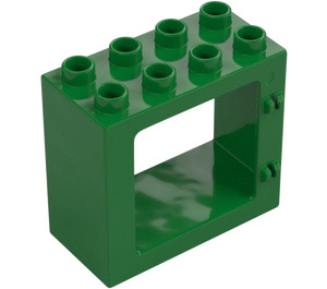 Duplo Zelená Dveře Rám 2 x 4 x 3 s plochým okrajem (61649)