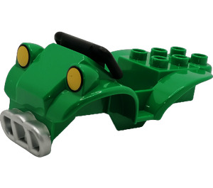 Duplo Green Quad/Bike Body with Black Handlebars and Yellow Headlights (55886 / 89689)