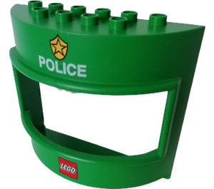 Duplo Green Round Wall with Window with POLICE