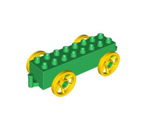 Duplo Green Wagon with Yellow Wheels (76087)