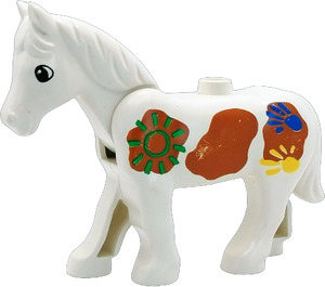 Duplo Hest med Movable Hoved med Sun og Hånd Prints