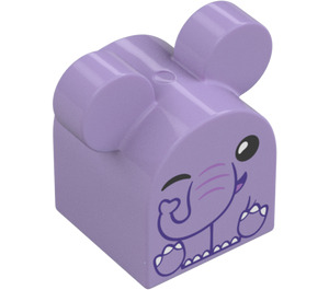 Duplo Lavender Brick 2 x 2 Curved with Ears and Elephant (105433)