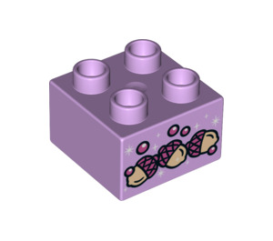 Duplo Lavender Brick 2 x 2 with Acorns and sparkles (3437 / 26416)