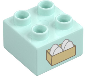 Duplo Světlá aqua Kostka 2 x 2 s Eggs (3437)