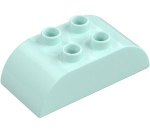 Duplo Light Aqua Brick 2 x 4 with Curved Sides (98223)