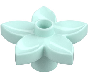 Duplo Lyse-Aqua Blomst med 5 Angular kronblade (6510 / 52639)