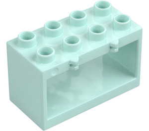 Duplo Light Aqua Frame 2 x 4 x 2 with Hinge without Holes in Base (18806)