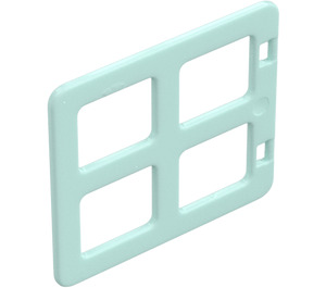 Duplo Light Aqua Window 4 x 3 with Bars with Same Sized Panes (90265)