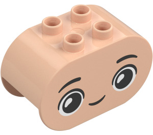 Duplo Světlá tělová Kostka 2 x 4 x 2 s Zaoblené konce s Smiling Tvář (6448 / 105437)