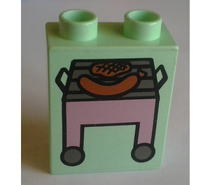 Duplo Lichtgroen Steen 1 x 2 x 2 met BBQ Grill zonder buis aan de onderzijde (81965)