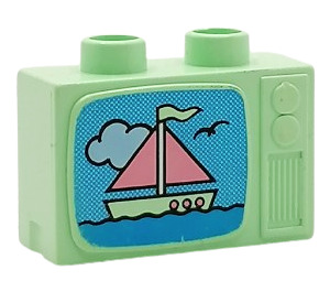 Duplo Light Green Television with Boat scene (4916 / 81953)