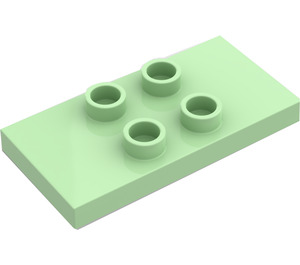 Duplo Ljusgrön Bricka 2 x 4 x 0.33 med 4 Centrum Knoppar (Tunn) (4121)