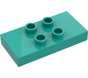 Duplo Turquoise Clair Tuile 2 x 4 x 0.33 avec 4 Centre Tenons (Épais) (6413)