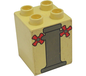 Duplo Light Yellow Brick 2 x 2 x 2 with faucet and handles (31110)