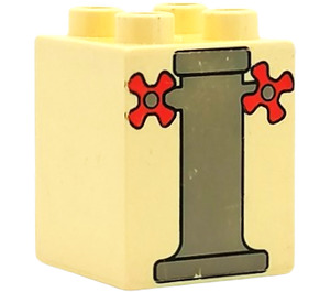 Duplo Lichtgeel Steen 2 x 2 x 2 met faucet en Handgrepen (31110 / 41380)