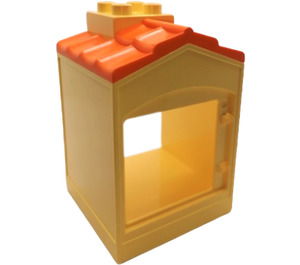 Duplo Light Yellow Building with Chimney and Medium Orange Shingles (31028)