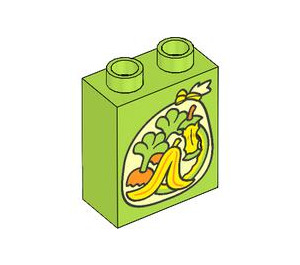 Duplo Lime Brick 1 x 2 x 2 with Banana and Apple Core with Bottom Tube (15847 / 104340)