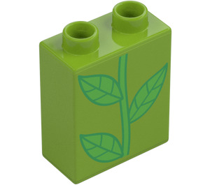 Duplo Lime Klods 1 x 2 x 2 med Plante Klinge (4066)