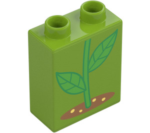 Duplo Limette Stein 1 x 2 x 2 mit Pflanze Blätter und Soil (4066)