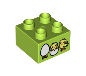 Duplo Lime Brick 2 x 2 with Egg & Chicks (3437 / 15954)