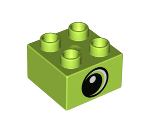 Duplo Lime Brick 2 x 2 with Eye looking right (3437 / 43764)