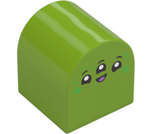 Duplo Citron Vert Brique 2 x 2 x 2 avec Haut incurvé avec Extraterrestre Face avec 3 Yeux (3664 / 105452)